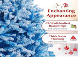 6ft Flocked Christmas Tree - 820 Branch Tips, Fireproof PVC, 3-Section Assembly, Metal 86998405