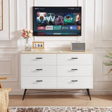 ZUN 6 Drawer Dresser for Bedroom with Deep Drawers, Wood & Chest of Drawers, Modern White Long 77098686