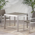 ZUN Outdoor Dining Table - Anodized Aluminum - Wicker Table Top - Square - Silver and Gray - 35" 64420.00