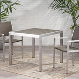 ZUN Outdoor Dining Table - Anodized Aluminum - Wicker Table Top - Square - Silver and Gray - 35" 64420.00