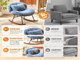 25.59"W x 33.66"D x 29.53"H Indoor Plush Rocking Chair, Soft Fluffy Lounge Rocker with White Metal 84939872