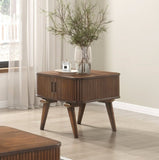 1pc Storage End Table Walnut Finish Tambour Doors Modern Living Room Furniture B011P287324