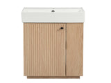 21.6" bathroom vanity with ceramic sink, freestanding modern left door wood grain cabinet with open N729P285504N
