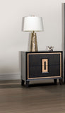 Modern Espresso Bedside Table Bedroom Furniture 1pc Nightstand Gold Accent Trim Wooden Finger Pull B2741P309917
