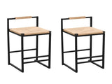 Set of 2 Bar Stools with Back Paper Woven Counter Height Dining Chairs for Kitchen, Home 59392593