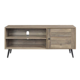 ZUN Rustic Oak and Black TV Stand with Open Shelving B062P185676