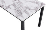 ZUN 5-Peice Black Dinette Dining Table Set Rectangular Faux Marble Top Upholstered Parson Chairs Dining B011P243234