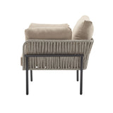 36" Beige Iron Lounge Chair with Rope Weave Design and Plush Cushions, Perfect for Indoor and N767P237035G