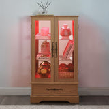 Lighted Glass Curio Display Cabinet with Adjustable Shelves - 2 Doors, 1 Drawer, LEDs, Elegant W1758P290020