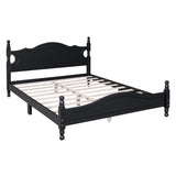 Queen Size Wood Platform Bed Frame,Retro Style Platform Bed with Wooden Slat Support,Black WF310132AAB
