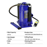 20 Ton Pneumatic Air Hydraulic Bottle Jack with Manual Hand Pump Heavy Duty Auto Truck Travel W1239124011