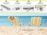 Set of 2 Webbed Folding Beach Chairs, Outdoor Patio Lawn Foldable Chairs for Camping Fishing Yard 92562874