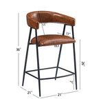 ZUN 26'' Counter Stools Set of 2, Pu Upholstered Counter Stools with iron Frame, Backrest, Footrest, Arm N780P199985B