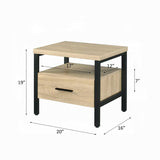 One Drawer Nightstand with 1 Tier Shelf, Oak and Black B016P256523