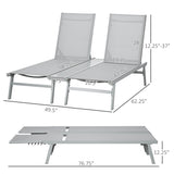 ZUN Chaise Lounge Pool Chairs Set of 2, Aluminum Outdoor Sun Tanning Chairs with Five-Position Reclining W2225142467