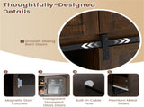 Brown Farmhouse 72" Pantry Cabinet with Hutch, Sliding Barn Doors & Wine Storage Rack 31427693