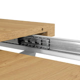 47.25 "-63" Dining Table, Original Wood Color, Seating 4-6 People, Retractable Table, Cross Metal W757P270705