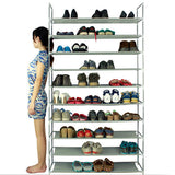 100cm Ultra Large Capacity 10 Layers Non-woven Fabrics & Steel Shoe Rack Gray 80450006