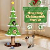 59in Large Tall Christmas Tree Cat Tower 2 Cat Condos & Scratching Post, Soft Fleece Cat Tree 35277382