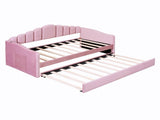 Twin size Upholstered Daybed with Trundle ,Velvet Sofabed with USB Charging Ports,No Box-spring 23725117