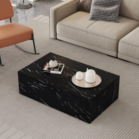 ZUN Enhance your living space with this modern MDF coffee table featuring a sleek black texture pattern. W1151P173094