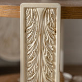 Carved Wooden Coffee Table, Retro End Table with Double-Layer Storage, Small Side Table for Living W3158P297426