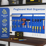 Navy Wall-Mounted Pegboard Wall Organizer Kit 4 ft.Metal Toolboard WALMART 34233608