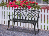 38in Outdoor Orchid Back Aluminum Bench Black 43199570