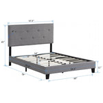 ZUN Full Size Upholstered Platform Bed Frame with Modern Button Tufted Linen Fabric Headboard, No Box W2297P284318