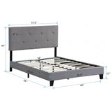 Full Size Upholstered Platform Bed Frame with Modern Button Tufted Linen Fabric Headboard, No Box W2297P284318