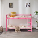 Pink Twin Size Low Loft Bed with Slanted Ladder Round Tube Metal Frame 69732381