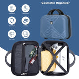 4-piece ABS lightweight suitcase, 14 inch makeup box, aircraft wheels BLUE W284P149260