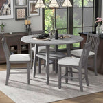 ZUN 5-Piece Counter Height Dining Table Set in 2 Table Sizes with 4 Folding Leaves and 4 Upholstered 74183217