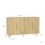 Black Modern Buffet Cabinet with Storage, Fluted Sideboard Large Buffet with Adjustable Shelves, W1321P307871