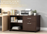 Lateral File Cabinet with Wheels Mobile Printer Cart with Open Shelves & Drawers, Holds A4 27071116