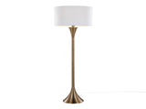 65" Contemporary Metal Floor Lamp in Matte Golden Bronze Metal and White Linen B202P223994