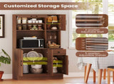 Multifunctional Kitchen Cupboard with Adjustable Shelves, Stemware Rack & Drawer, Anti-Toppling 52937032
