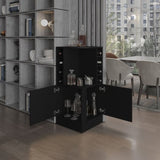 Jakes 42" Tall Corner Bar Cabinet with Eight Wine Bottle Cubbies and Double Door cabinet, Living B070P254766