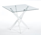 Dining Table with cross metal leg and tempered glass,Modern Space Saving Kitchen Table for Living W234P311858