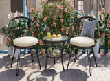 Outdoor Leisure Set, 2 Rattan Single Chairs with A Glass Round Table, Perfectly Suited for N711P256422K