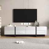 ON-TREND White & Black Contemporary Rectangle Design TV Stand, Unique Style TV WF300852AAK