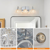 Brushed Nickel Finish Vintage Crystal Vanity Light - Elegant 3-Light Bathroom Mirror Fixture with W1340P206723
