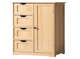 Wood-Grain Bathroom Storage Cabinet, 4 Drawers and 1 Door MDF Cabinet, Compact Moisture-Resistant 97227686
