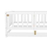 Twin Size Floor Bed, Floor Bed with Fence and Door, Kids Bed Twin Size, Wood W1820P231585