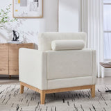35.4 "Wide Modern Farmhouse Performance Accent Chair with Natural Wood Legs, Wood Base Reading W3118P283467