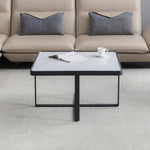 ZUN Minimalism Square coffee table,Black metal frame with sintered stone tabletop 33022570