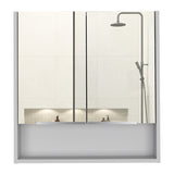 Jaspe Mirror Cabinet, Three Internal Shelves, One Open Shelf, Double Door Cabinet -White B20091916