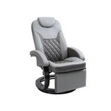 Faux Leather Manual Recliner Swivel Lounge Chair Gray 30794562