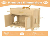 Cat Litter Box Enclosure, Hidden Cat Litter Box Furniture with Scratching Board Doors and Storage 01636746