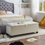 Fashion Beige Velvet Fabric Upholstered large storage rectangular bench for Entryway Bench,Bedroom W2082P176546